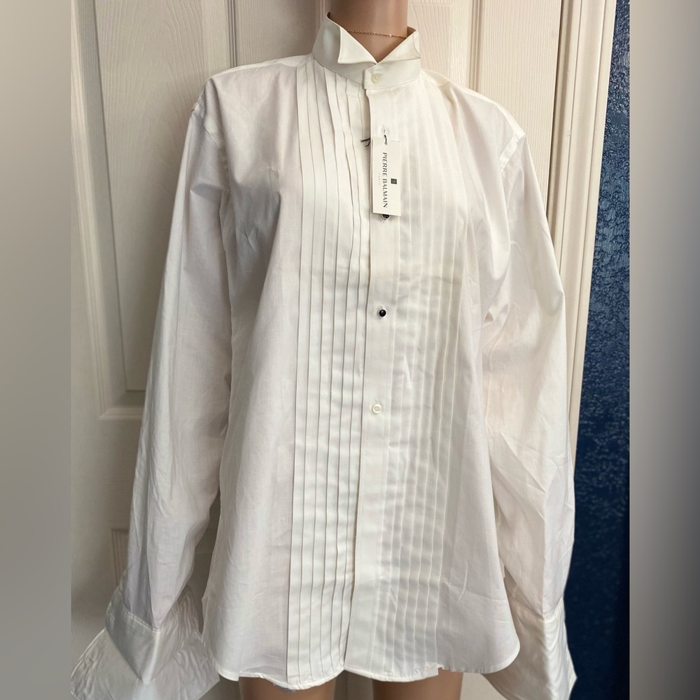 Pierre Balmain Classic White Dress Shirt 100% Cotton